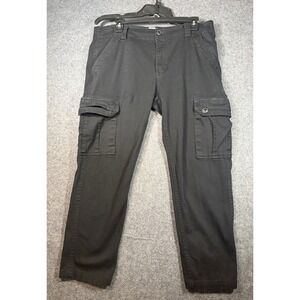 PJ MARK Premium‎ Quality Slim Straight Stretch Cargo Pants Black 34